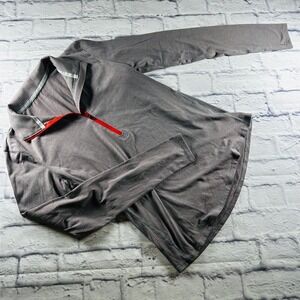 Under Armour Threadborne Womens Medium Grey Orange Striped 1/4 Zip Pullover Top